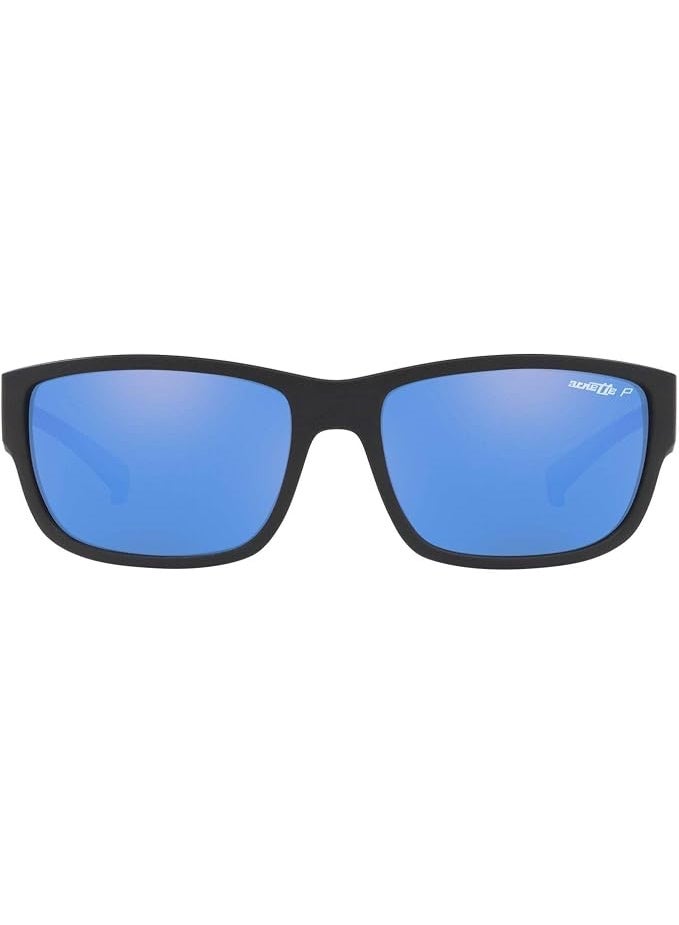 Arnette Men's Square Sunglasses - Matte Black Frame with Polarized Blue Mirror Lenses (AN4256 01/22 62) - Image 3